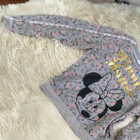 Forever 21 Disney Minnie Mouse gold grey floral pullover crew neck sweatshirt S - Picture 12 of 16